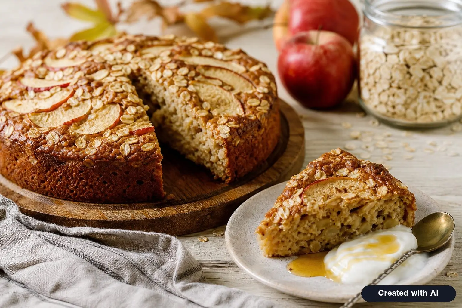 Healthy Apple Cake: Oat Recipe with No Flour, White Sugar or Eggs