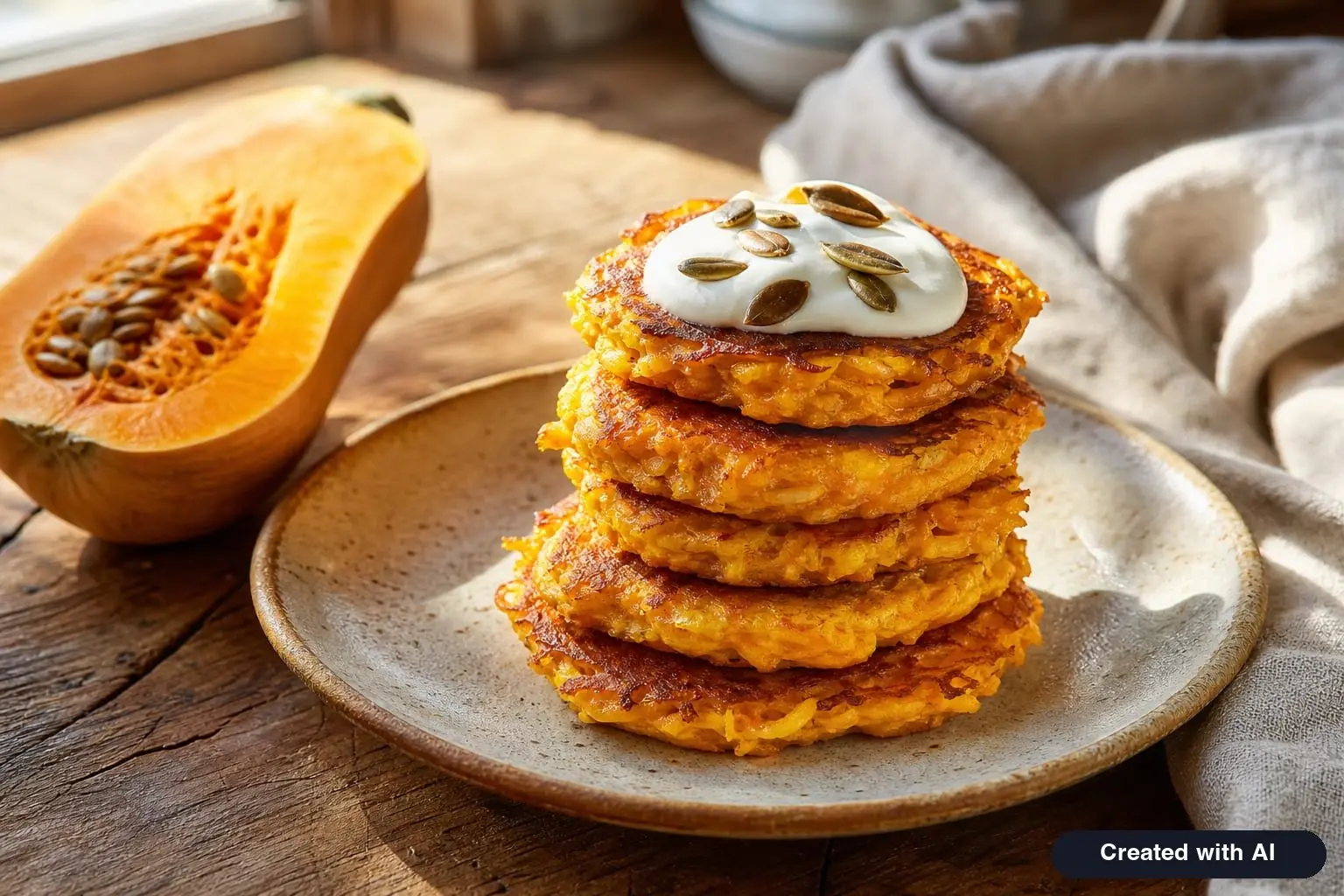 Pumpkin Pancakes: Fluffy Grated Pumpkin Pancakes with Kefir