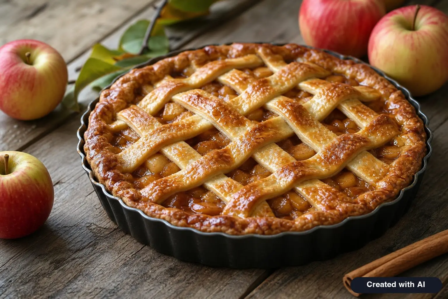 Shortcrust Apple Pie: Buttery Crust, Apple Filling and Lattice