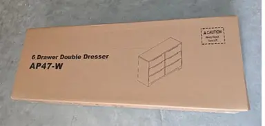 "AP47-W" or "AP47-B" is printed on the product packaging of the recalled Gizoon Six-Drawer Double Dressers