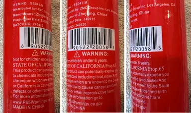 Recalled Light-Up Foam Stick (Item No. SS041-M) – Labeling area located along the side of the stick