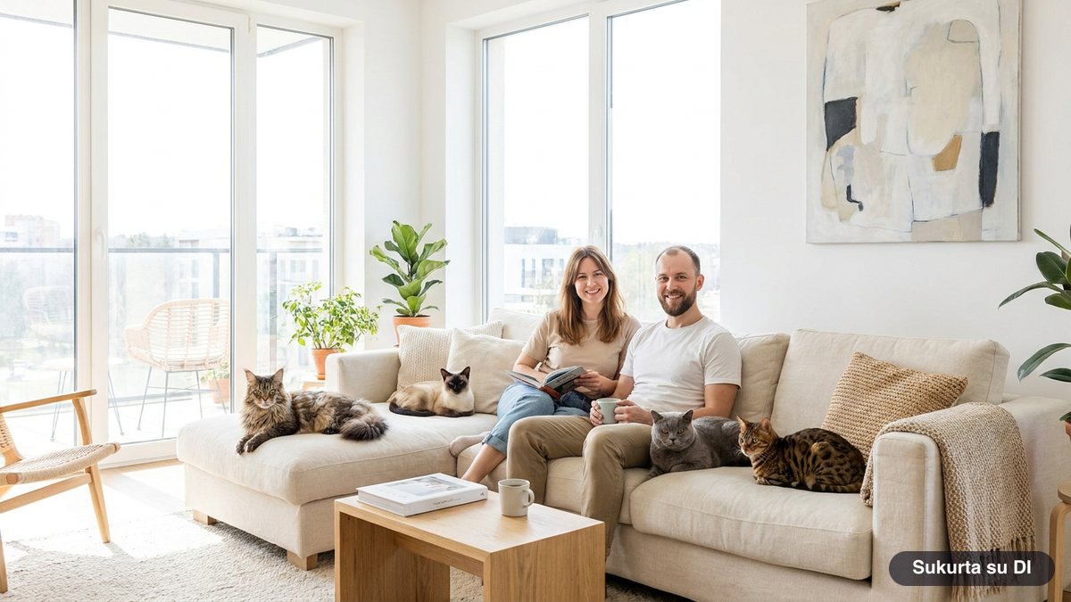 Several cats of different breeds