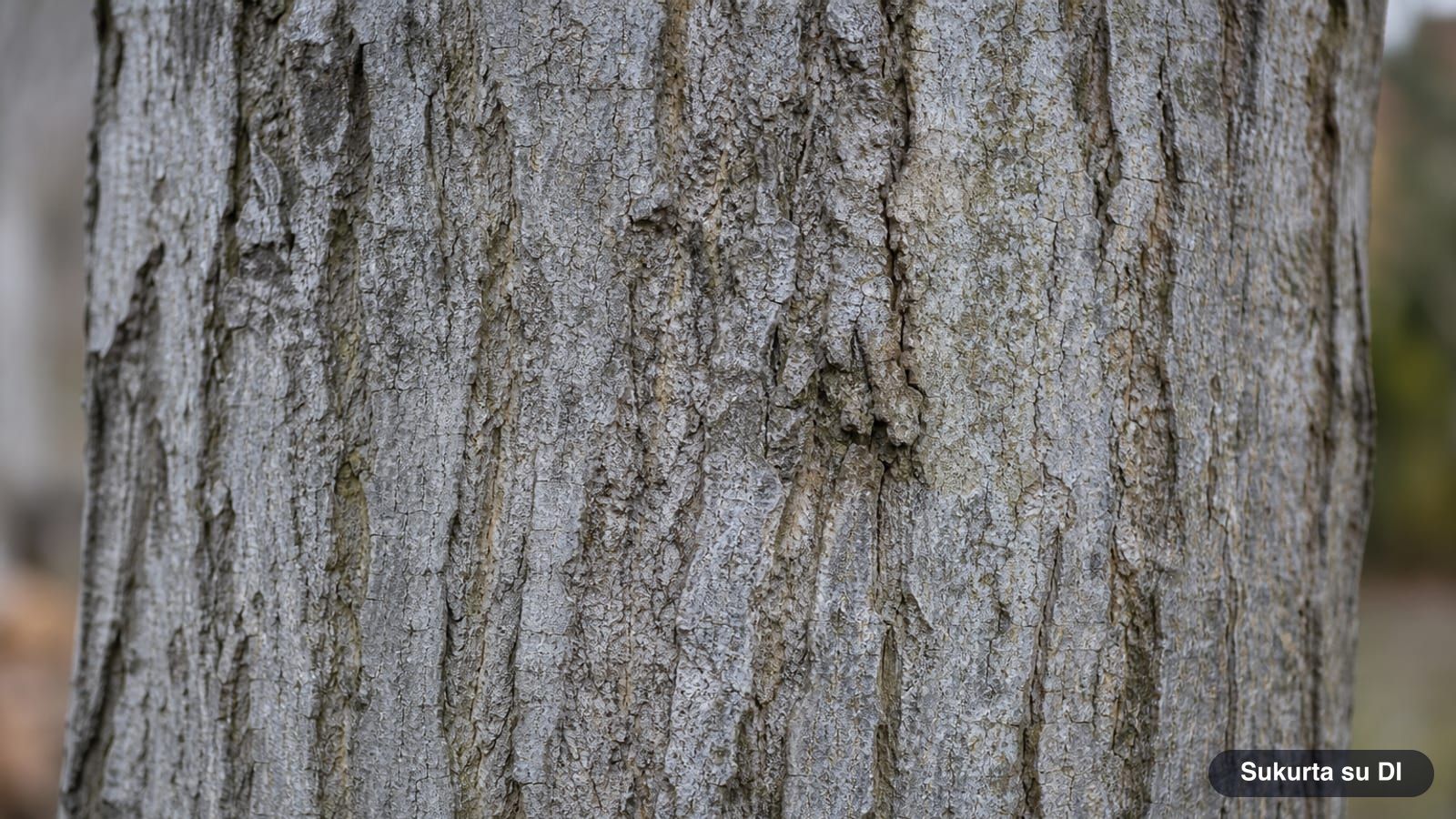 Light gray bark with wide fissures on a mature English walnut tree