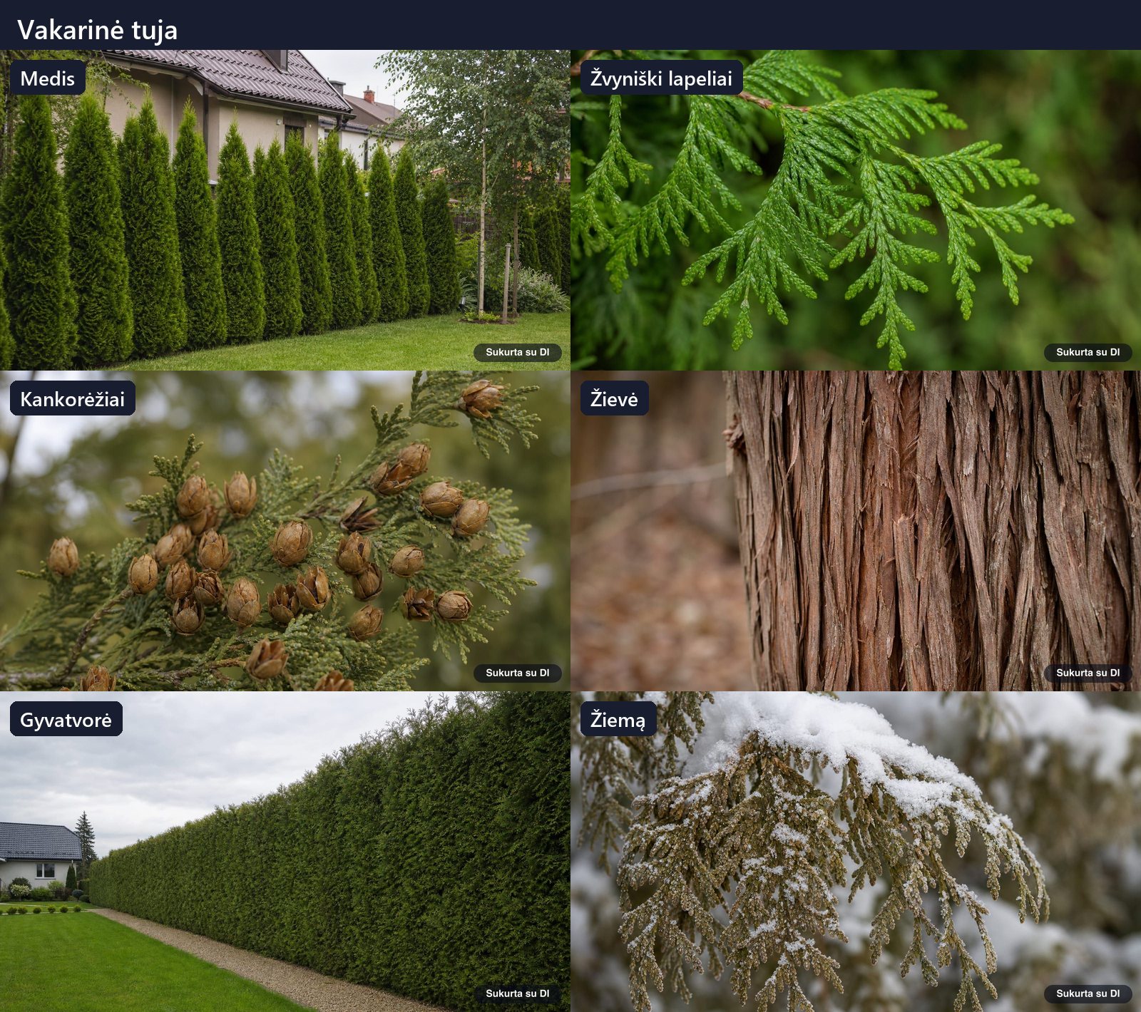 Northern white-cedar: tree, leaves, flowers, fruits or seeds, bark, and buds in one illustration