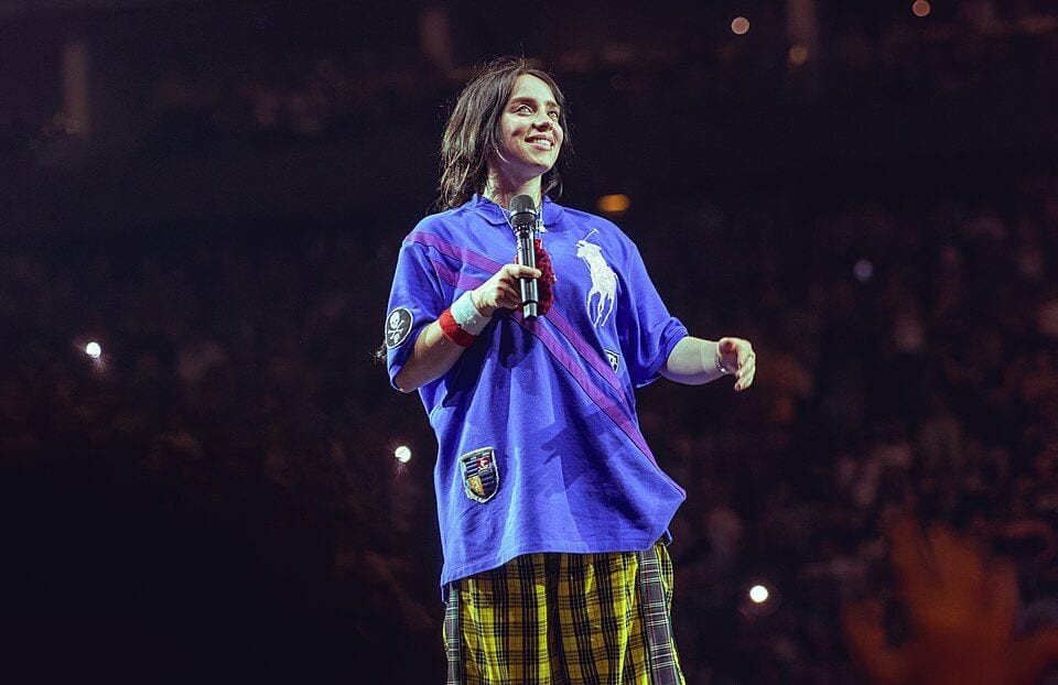 Billie Eilish in concert in London in 2025