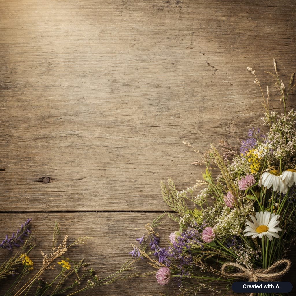 Rustic wood and flowers