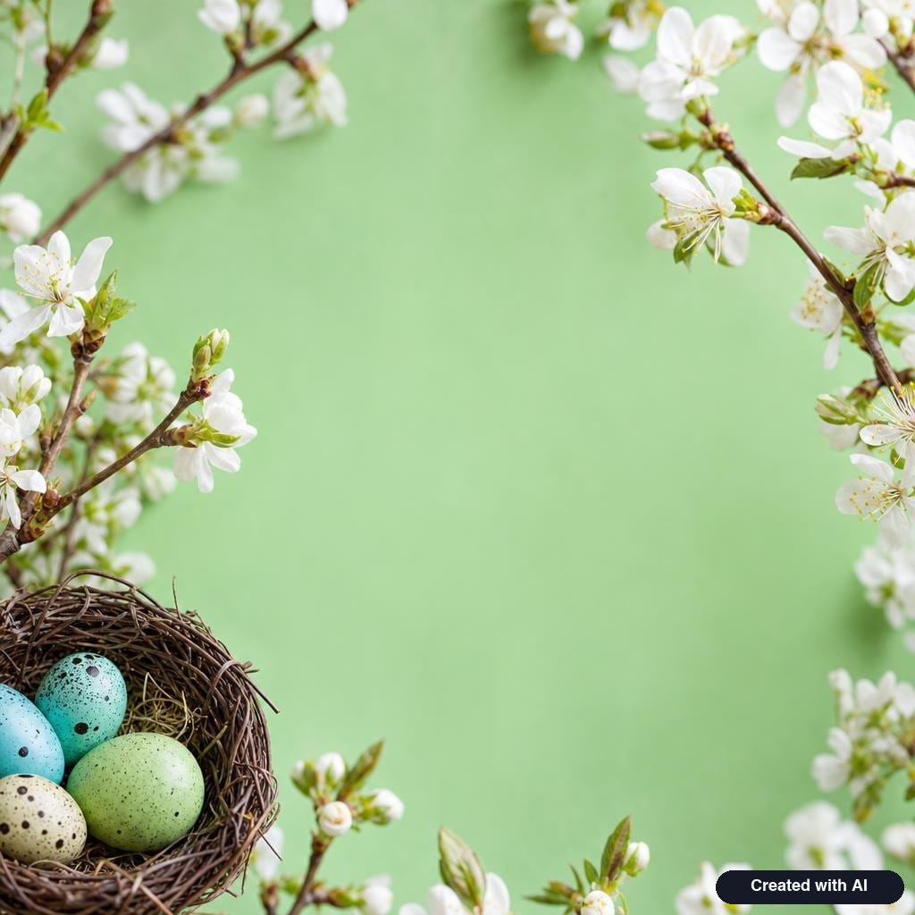 Spring blossoms and a nest