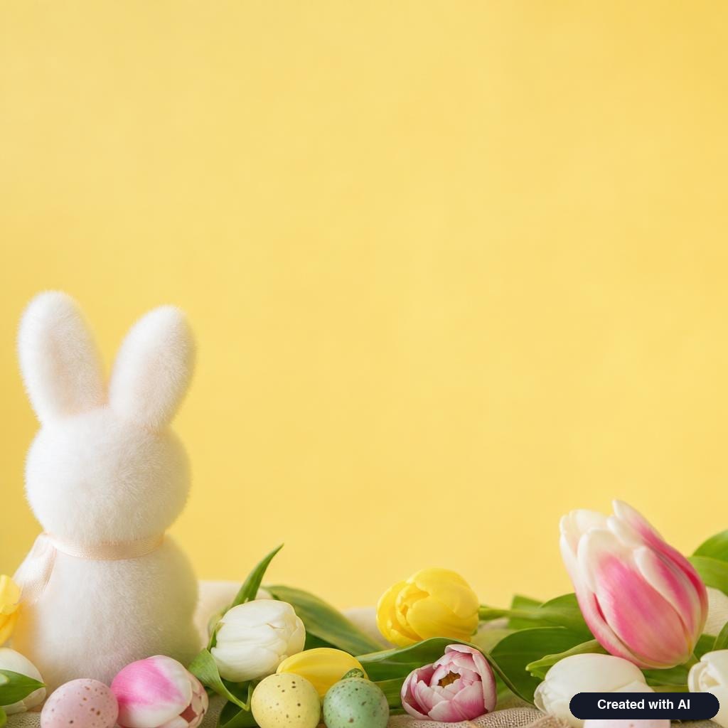 Easter bunny and tulips